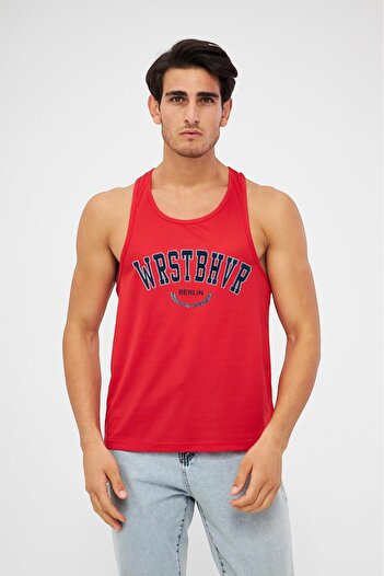 Moda Işık Men's Sports Tank Top with Print Detail, Pack of 2