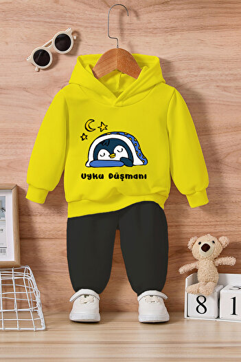 ADABEBEK Sleep Enemy Cute Bıdkı Printed Top and Bottom Baby Set 24247