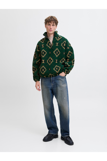 Jack & Jones Jack Jones Joreddıe Teddy Half Zip Hn T25 Men's Green Sweatshirt 12288981-21