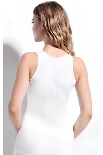 Kolcu 6 Pieces, 100% Cotton, Ribbed Fabric, Wide Straps, Women's Tank Top