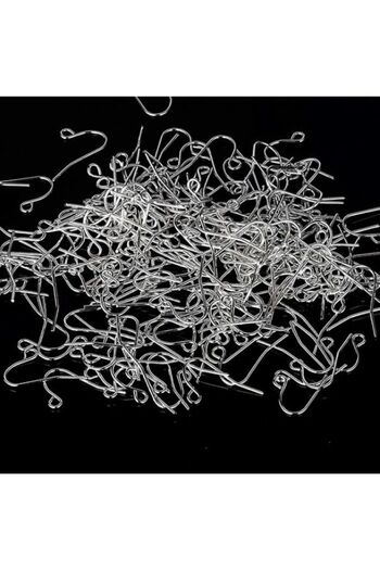 OEM 200 pieces / 100 pairs twisted silver earrings shiny silver metal simple 21mm