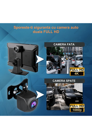 MIANDREE Navigatie Auto Universala 9" Full-Touch IPS HD, CarPlay/Android Auto Wireless