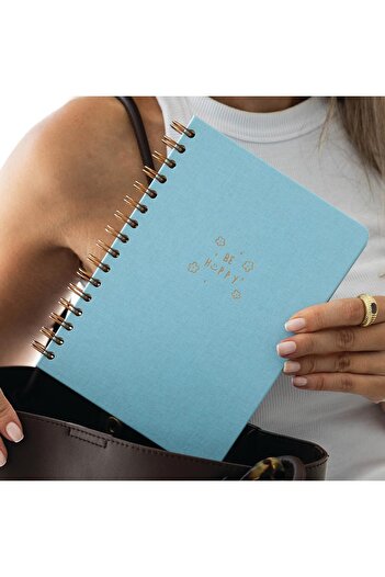 STOREMAX Snshop A5 Spiral Bound Hardcover Linen Plain Undated Journal Notebook Blue 467437