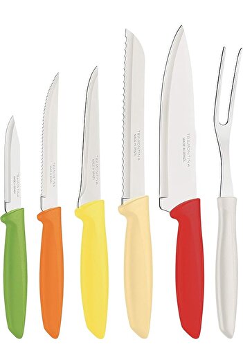 TRAMONTINA Plenus 6 Pieces Knife Set with Stainless Steel Blade and Multicolor Polypropylene Handle