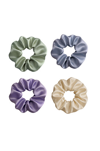 Salvia Dione Satin Hair Scrunchies – Elastic Thick Scrunchies for Women & Girls – 4 Pieces for Stylish Buns and Ponytails