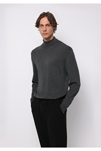 Colin's Regular Fit Turtle Neck Jacquard Men's Anthracite Sweater
