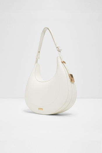 Aldo Miah - Women's Medium Size White Single Compartment Shoulder Bag with Fixed Shoulder Strap