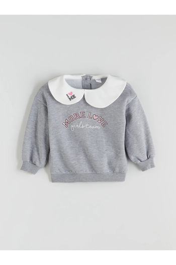 LC Waikiki Lcw Kids Gray Baby Collar Girls' Sweatshirt and Sweatpants