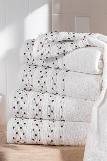 Isessia 4-Piece Family Bath Towel Set (Turkish Bath Set) Cotton 2 Pieces 50X90 and 2 Pieces 70X140 Towels