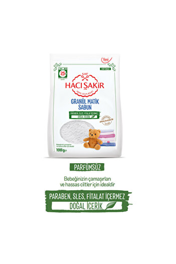 Hacı Şakir Granül Matik Bebekler ve Hassas Ciltler İçin Çamaşır Deterjanı 1000 gr