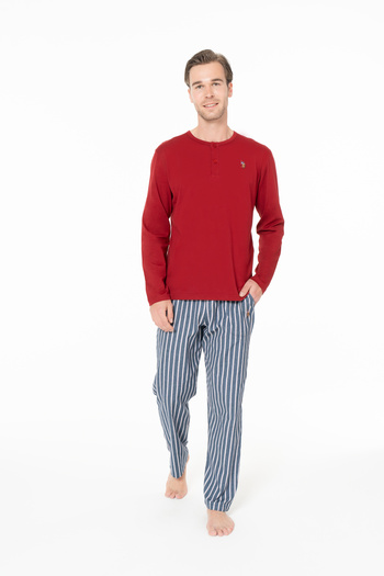 U.S. Polo Assn. Men's Collar Placket Comfortable Burgundy Pajama Set - Burgundy - Bynva18G98Q7-Abordo
