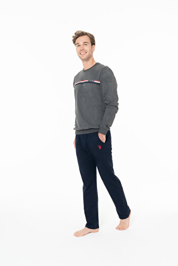 U.S. Polo Assn. Men's Crew Neck Rubber Sleeve Pajama Set Anthracite Plus Size Anthracite - Sreia18G92Q5Batl-Ant