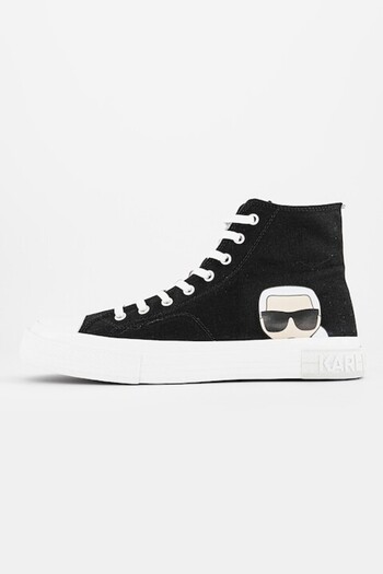 Karl Lagerfeld , High-top Sneakers with Logo Print, Black, 44