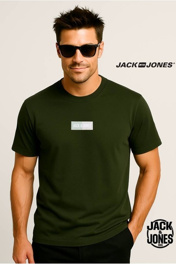 Jack & Jones Ανδρικό μπλουζάκι με λογότυπο - Geplas Pan Khaki Σκούρο Πράσινο