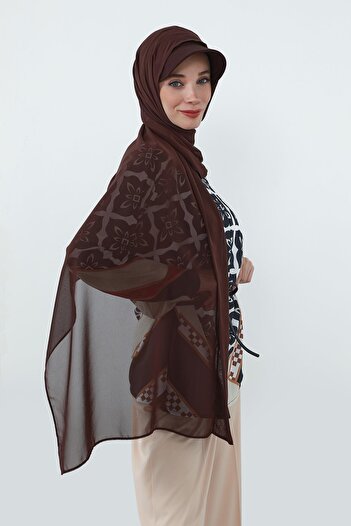 Aisha's Design Πρακτικό σάλι από σιφόν με χτενισμένο βαμβακερό κάλυμμα, SS-3, καφέ