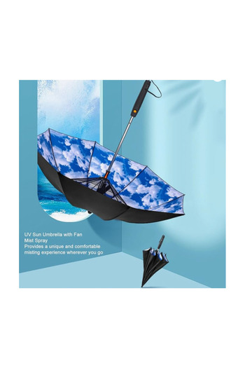 Generic Umbrella with Fan & Mist Spray – USB Rechargeable with 2600mAh Battery, Windproof , UV Protection