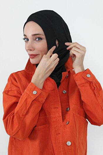 Aisha's Design Combed Cotton Bonnet with Neck Covering Feature and Headphone Opening, B-94, Black