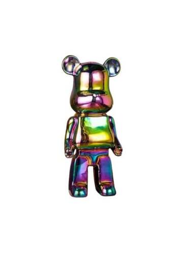 Generic Decorative Art Bear Toy Figurine 28x10cm, Versatile Coin Bank, Rainbow Color