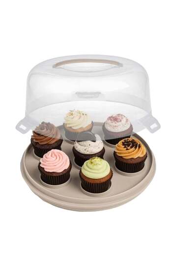PUFO Cookies 2-in-1 round platter with transparent lid for serving cakes, cookies, muffins, Ø 28 cm