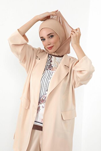 Aisha's Design Chiffon Hooded Combed Cotton Bonnet with Neck Covering Feature, B-95, Milk Coffee - Milk Coffee