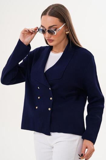 ŞİMAL Women's Button Closure High Neck Cardigan 255093 -
