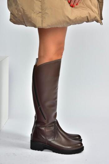 Fox Shoes V654082203 Γυναικείες μπότες από γνήσιο δέρμα καφέ