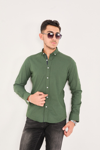 jack carisma Poplin Cotton Lycra Slim Fit Men's Shirt with Point Print