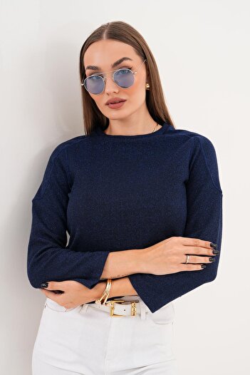 ŞİMAL Women's Glitter Detailed Long Sleeve Blouse 255080 -