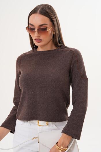 ŞİMAL Women's Glitter Detailed Long Sleeve Blouse 255080 -
