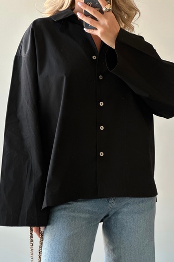 Laluvia Black Oversize Shirt - 4952