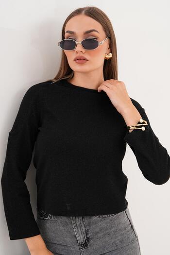 ŞİMAL Women's Glitter Detailed Long Sleeve Blouse 255080 -