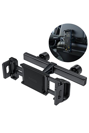 SOHO Suport tetieră auto reglabil, compatibil cu telefon sau tabletă 4,7-12,9 inch, rotație 360 ​​de grade, negru