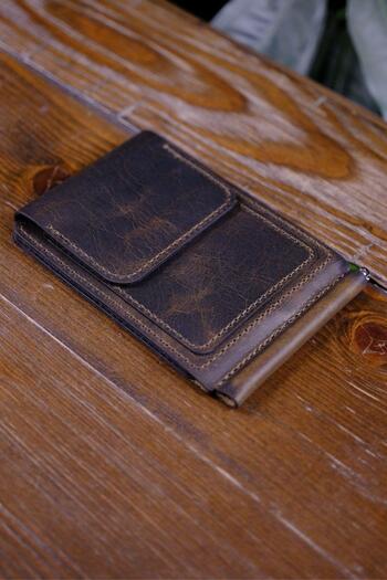 eonaks Dubai Gold - Slim Design Genuine Leather Wallet with Coin Holder and Card Holder