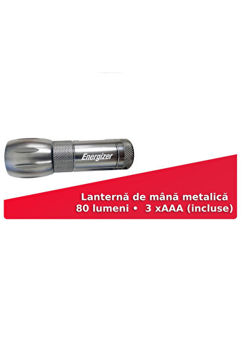 Energizer Energizer LED Flashlight, Hand-cranked, Metal, 80 lm, 3 x AAA (included)