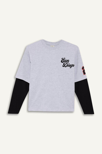 DeFacto Light Gray Boys' Top and Bottom Set F2494A8/Gr400