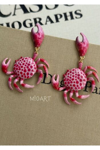MioArt Pink Crab Design Earrings