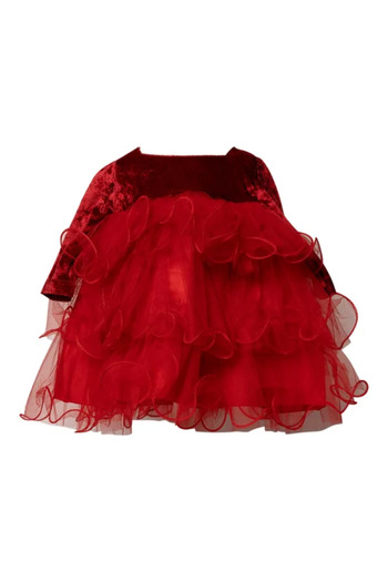 Mamboo Festive Velvet and Tulle Red Dress for Baby Girl