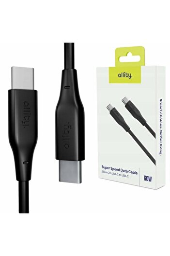 allity Data and Charging Cable AUC-02 USB-C to USB-C, 60W, 2m, Black
