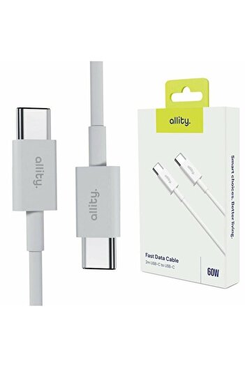 allity Cable for Data and Charging AUC-03, USB-C to USB-C, 60W, 2m, White