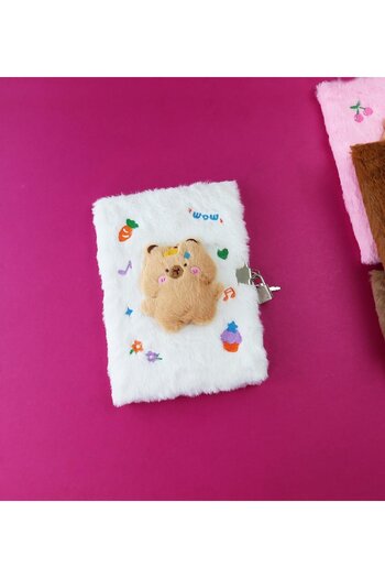 Gift Moda Capybara Plush Cover Locked Diary Notebook