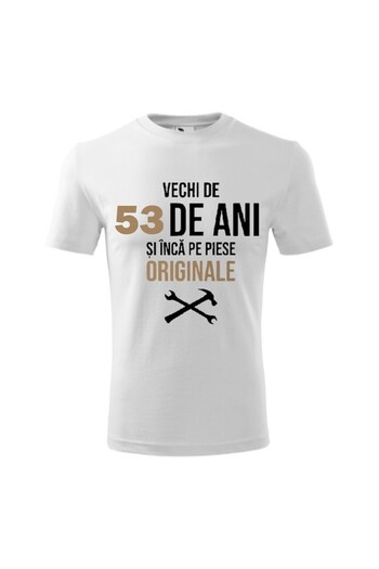 OEM Men's Custom T-Shirt, White, 53 Years Old Still on Original Parts, Size M