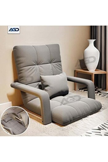 AGD Padded Sofa Chair with Back Support and Armrests, Foldable and Adjustable 5-Level Recline for Re
