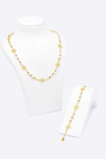 Ralp Moda Pearl Flower Figured Necklace and Bracelet Set
