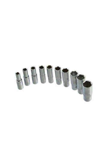 GEKO Set 10 tubular wrenches 1/2" CRV 10-24mm with metal holder, G13545
