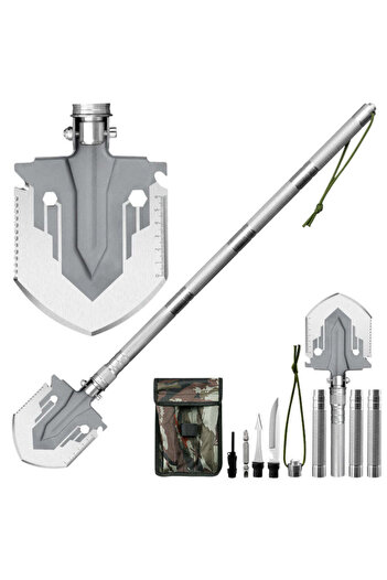 LEAN 16-in-1 Military Folding Shovel for Survival, Knife, Fire Starter, 26576