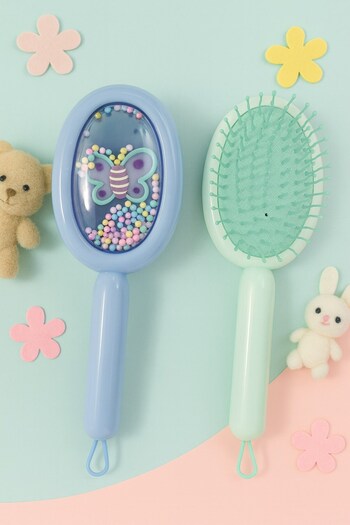Deco Elit 1 Piece Unicorn Patterned Children's Hair Comb – Pastel Comb with Colorful Beads, Massage Effect Blue - Green