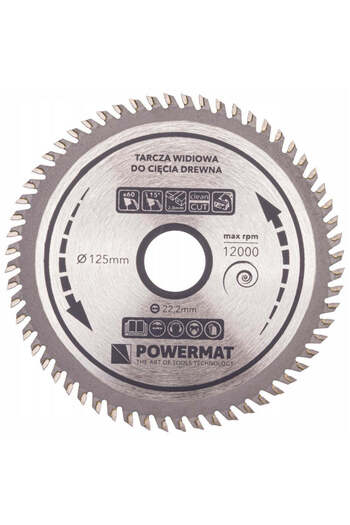 Powermat Circular Saw Blade for Wood 125x22.2mm with 60 Teeth TDD,