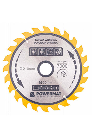 Powermat Circular Saw Blade for Wood TDD-210x30mm 24 Teeth, PM0888
