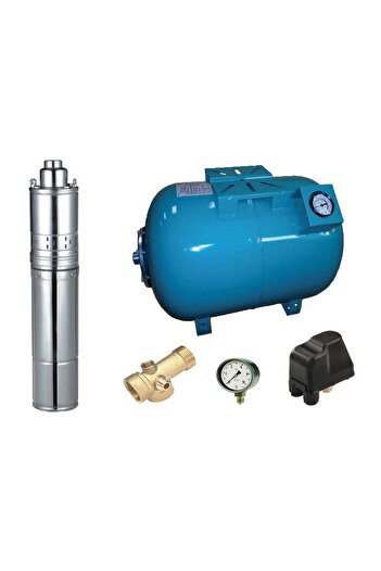 Maxima Kit complet cu sistem Hydrofor, pompă submersibilă 4QGD 0.75/50, rezervor de 50L cu manometru