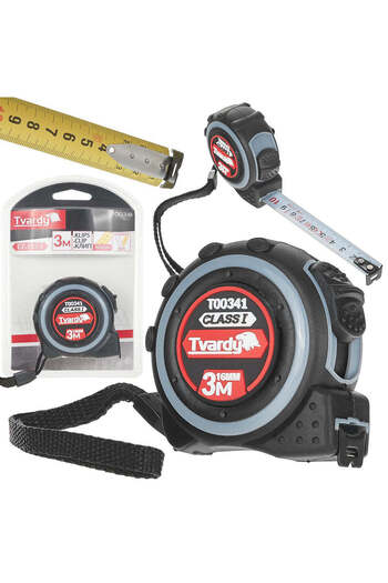 Tvardy Measuring Tape with Two Faces, 3m x 16mm, Class I, T00341